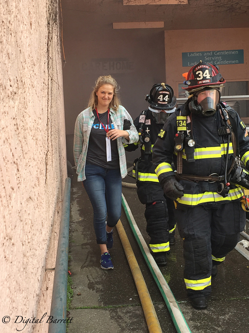 "Victim being led out of regional MCI training."