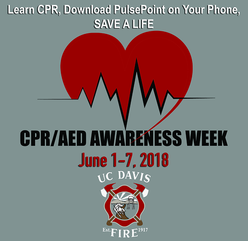 Logo for UC Davis Fire Dept. CPR Week 2018