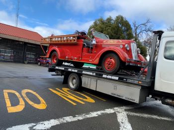 Engine 4 being transported to the Sacramento Regional Fire Department