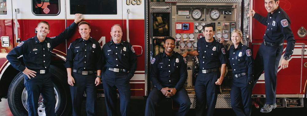 UC Davis Firefighters in front of Engine 34