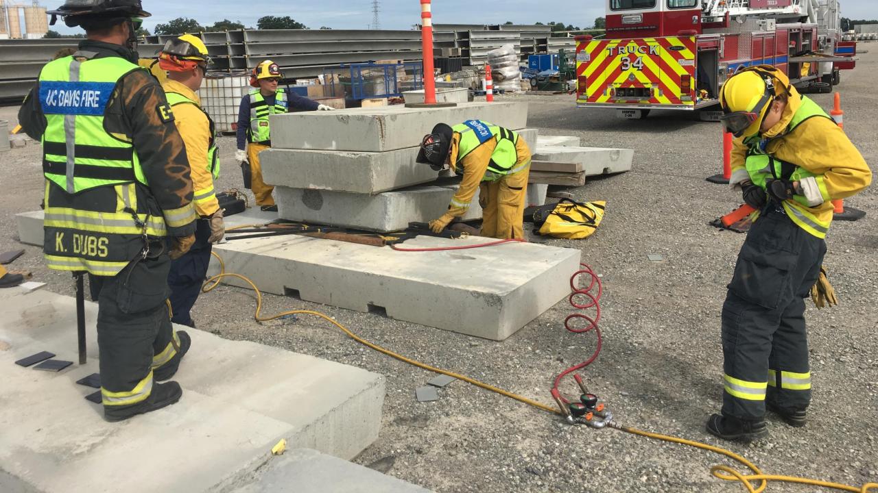 UC Davis Fire Dept technical rescue training.