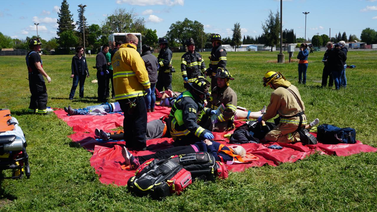Firefighters from UC Davis and other Yolo County Fire Departments participated in the multi-day MCI event. 