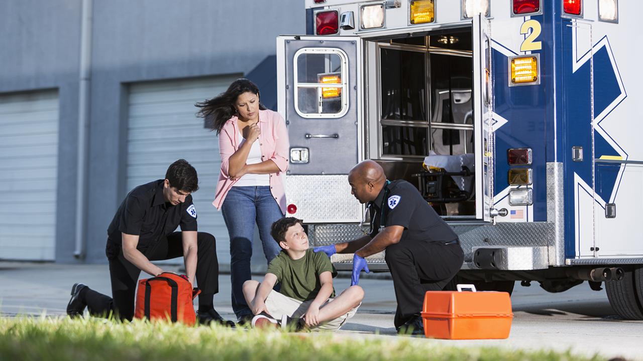 EMTs care for a patient
