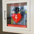 AED mounted on wall