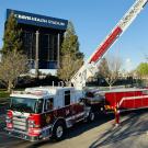 Fire truck parked on campus