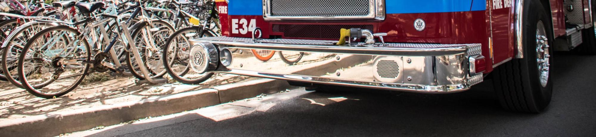UC Davis Fire Department Engine 34 parked near the MU.